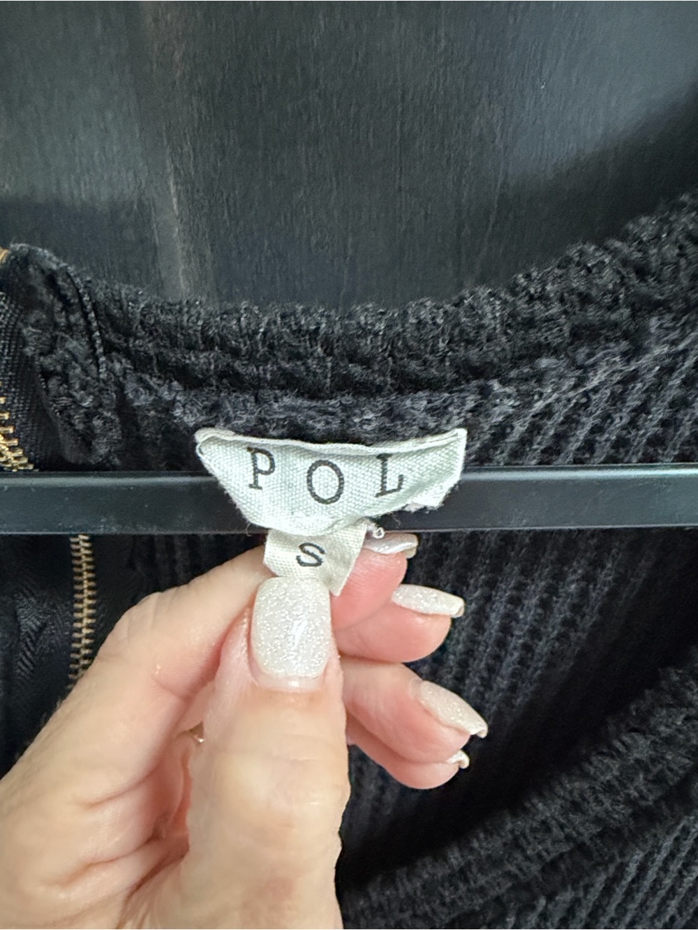 POL Textured Waffle Knit Oversized Babydoll Top (Boho Grunge Charcoal Grey) - Picture 2 of 6